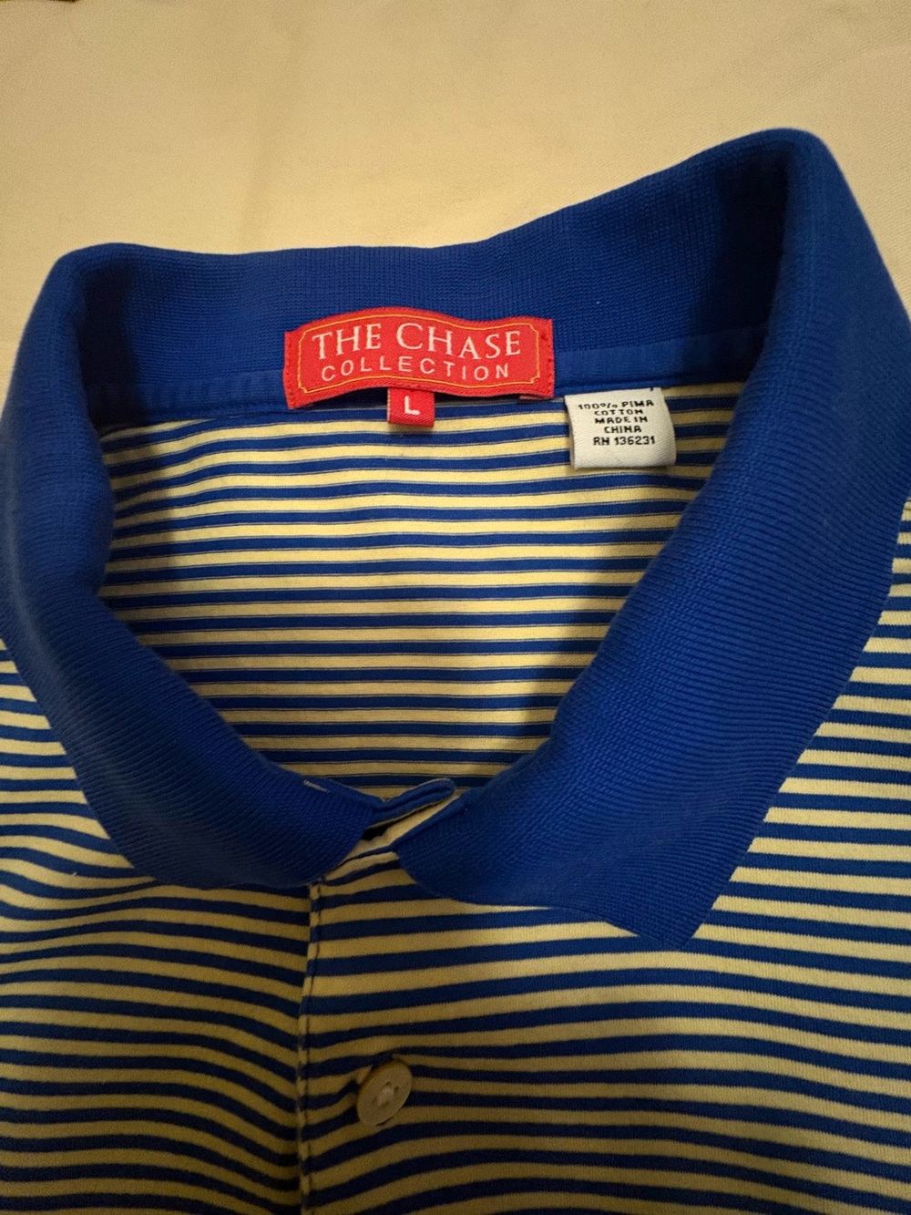 The Chase Collection Blue & White Striped Polo